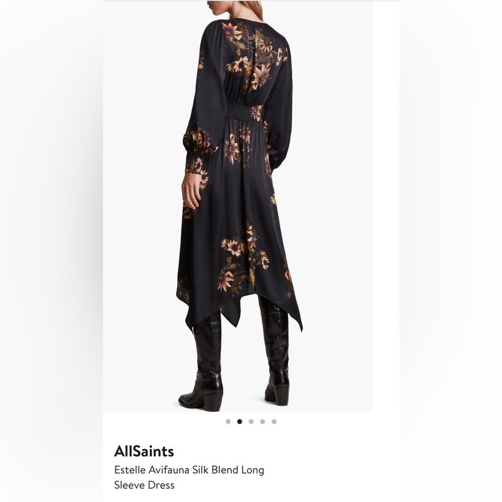 All Saints Black Floral Midi Dress - Picture 5 of 10